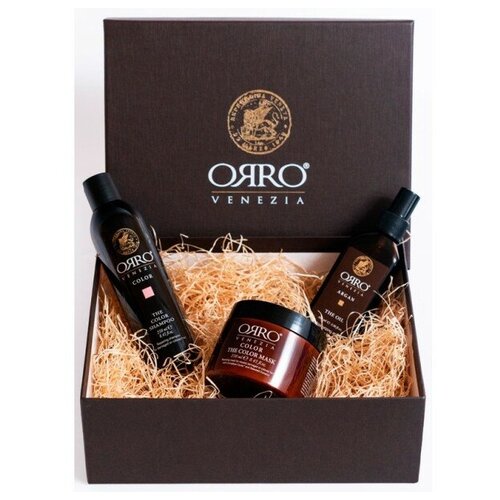 фото Orro holiday set color - подарочный набор для окрашенных волос (шампунь + маска + аргановое масло) 250 + 250 + 100мл orro venezia (италия)