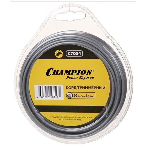 Корд триммерный (леска) CHAMPION Aluminium 2.7мм*15м (круглый) C7034