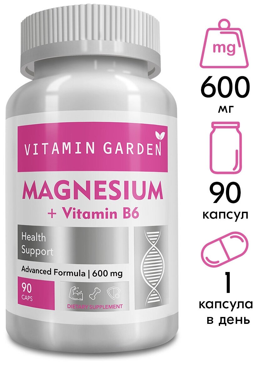 Магний B6 цитрат для нервной системы при стрессах и нагрузке 600 мг бады и витамины