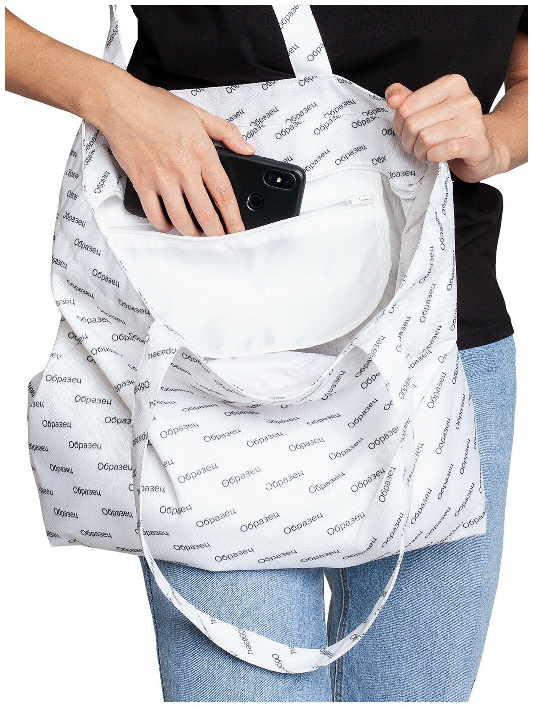 Текстильная женская сумка JoyArty "Падение оленей" на молнии для пляжа и фитнеса - фотография № 6