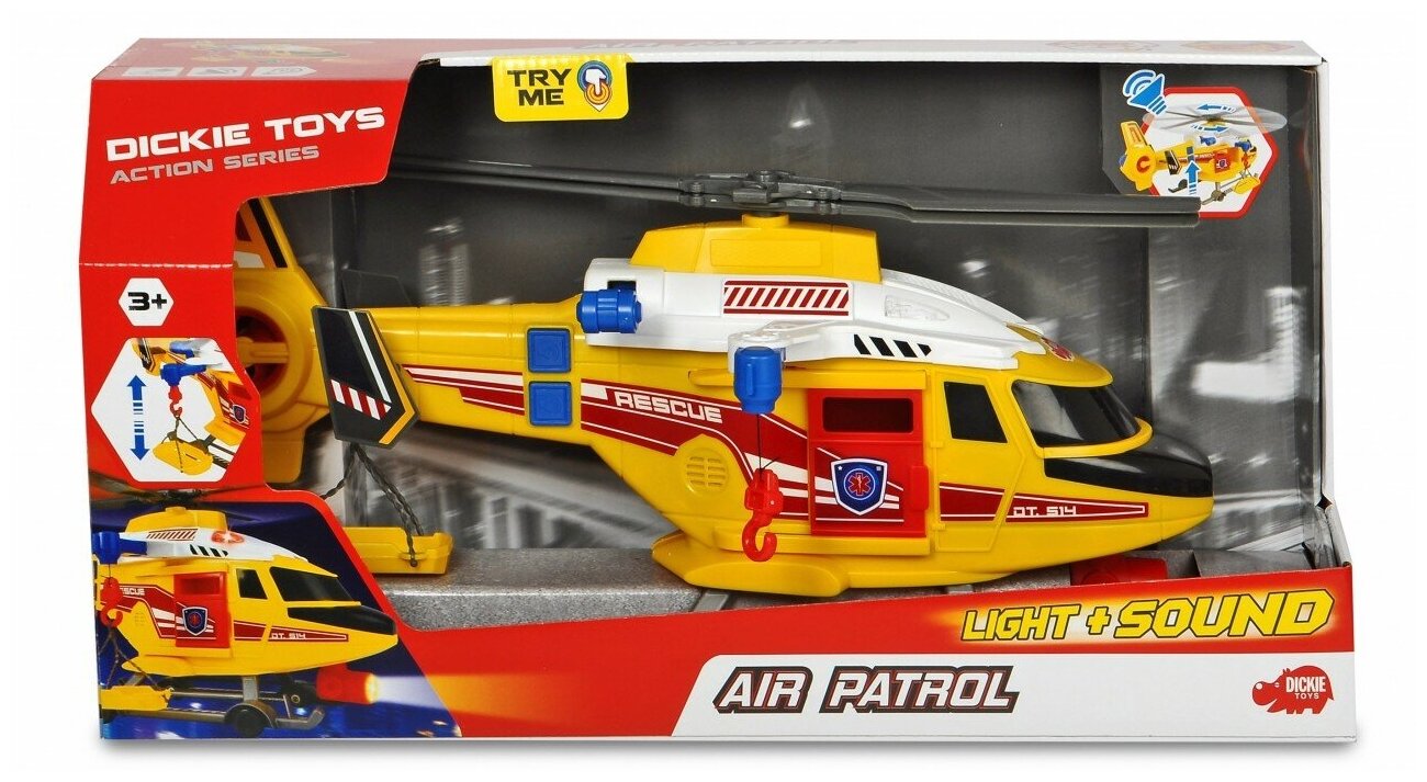 Вертолет Dickie Toys Air Patrol спасательный (3308373), 41 см, желтый/красный