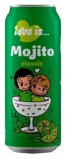 Газированный напиток Love IS Mojito Classic ( Классический Мохито), жестяная банка 0.45 л ( 450 мл.), упаковка 12 штук. - фотография № 2