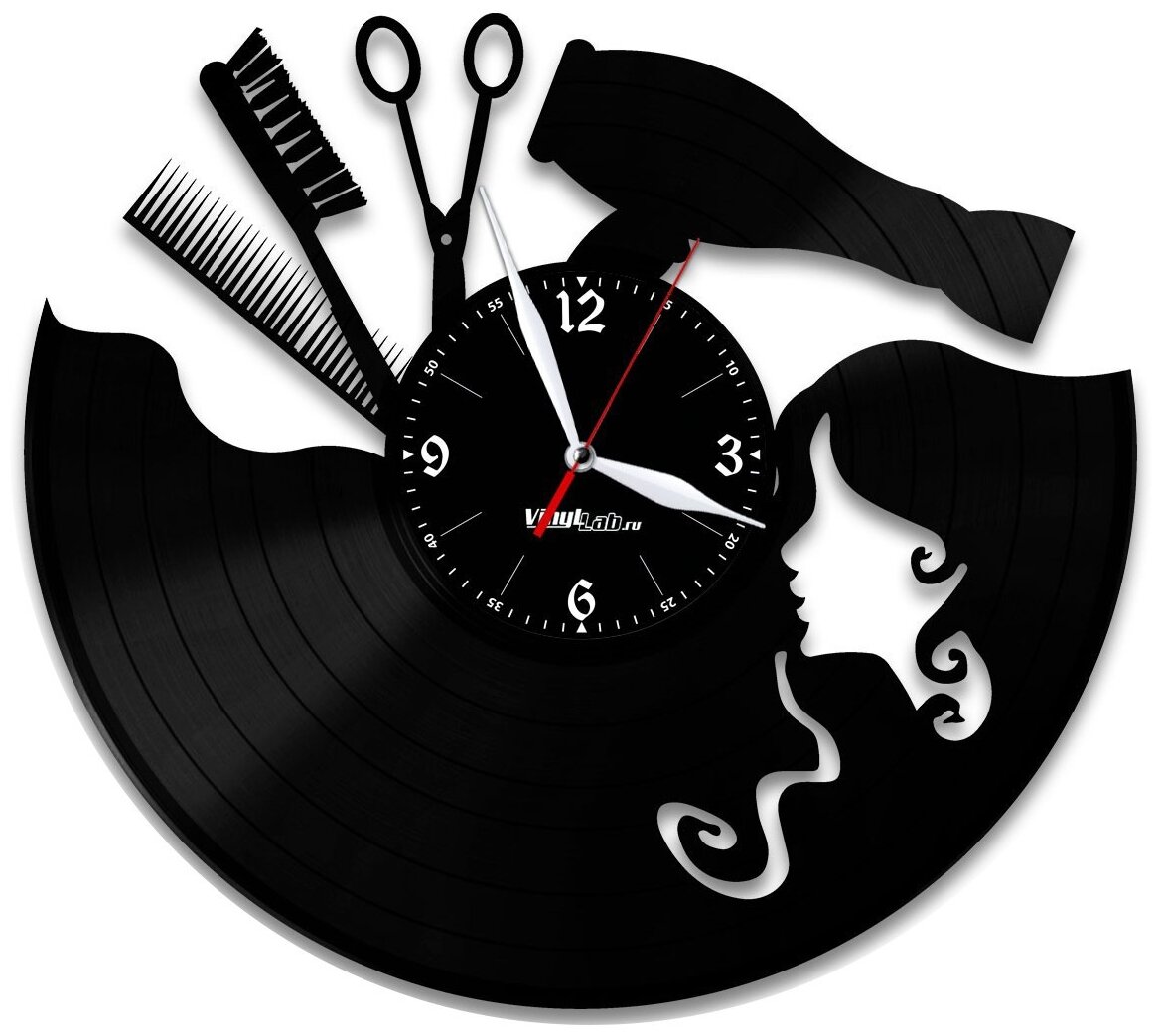 Часы из виниловой пластинки (c) VinylLab Парикмахерская