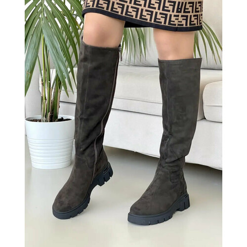 Сапоги  SG COLLECTION AH7620-1-P3205, зимние, натуральная замша, полнота 6, нескользящая подошва, размер 39, коричневый