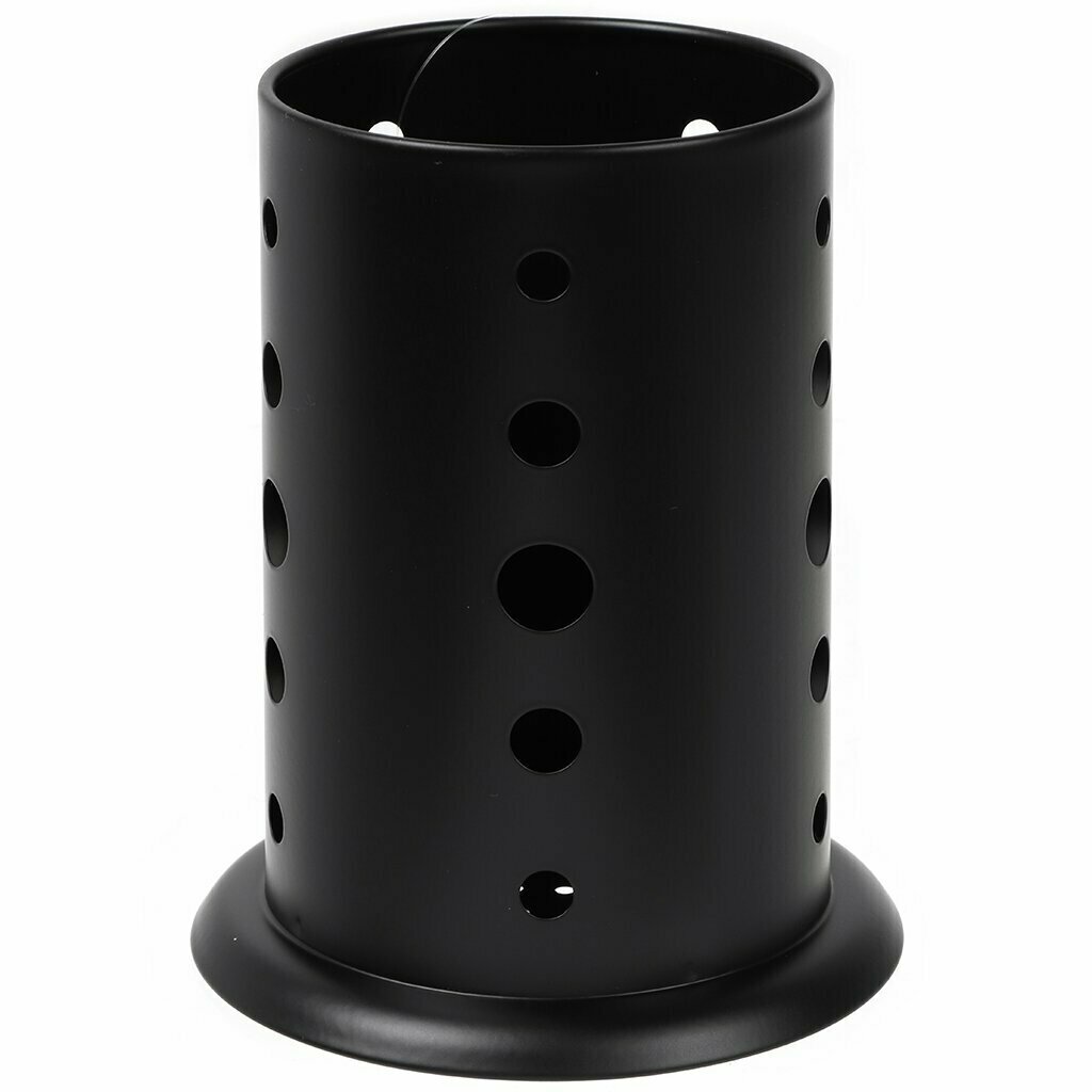 Подставка для столовых приборов, металл, круглая, 16.5х10х12 см, черная, Y4-6215