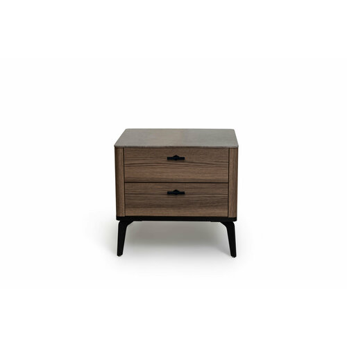 Прикроватная тумба цвет корпуса дуб серый, цвет топа коричневый песок, (Габариты: 500 x 430 x 490 mm)