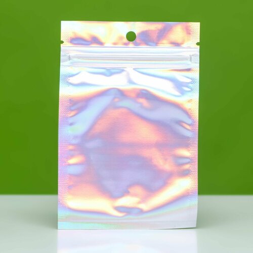 Пакет Zip-lock ПЭТ 100 шт, ирридисцентный, со сплошным окном, плоский, еврослот 8 х 12 см