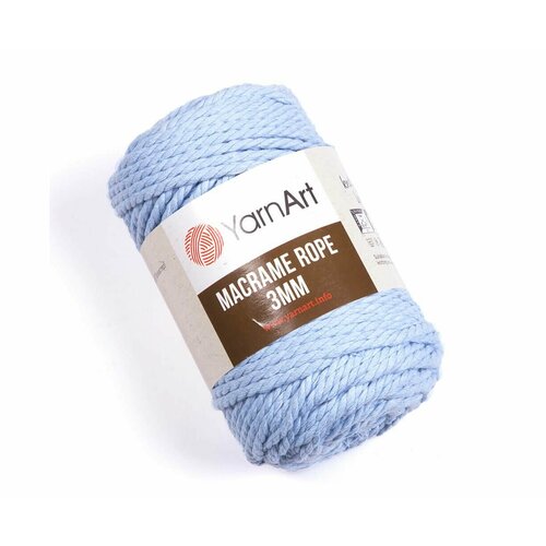 Пряжа YarnArt Macrame Rope 3mm голубой (760), 60%хлопок/ 40%вискоза/полиэстер, 63м, 250г, 3шт