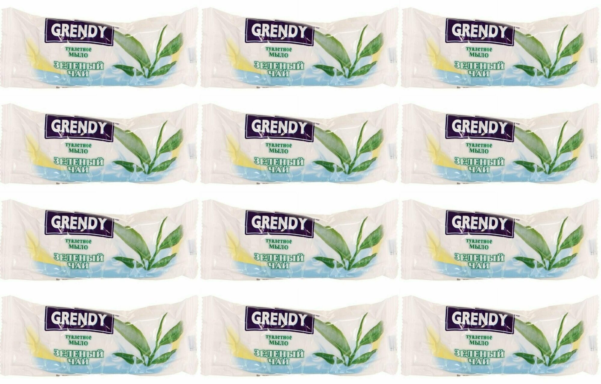 фото Grendy Мыло туалетное Зеленый чай, 75 г, 12 шт