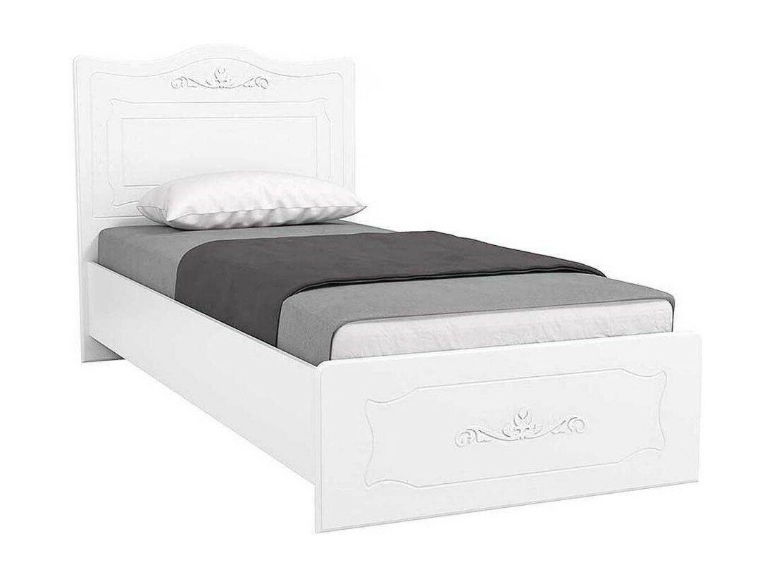 фото Кровать 900 с настилом Италия ИТ-10 белое дерево (Белый)