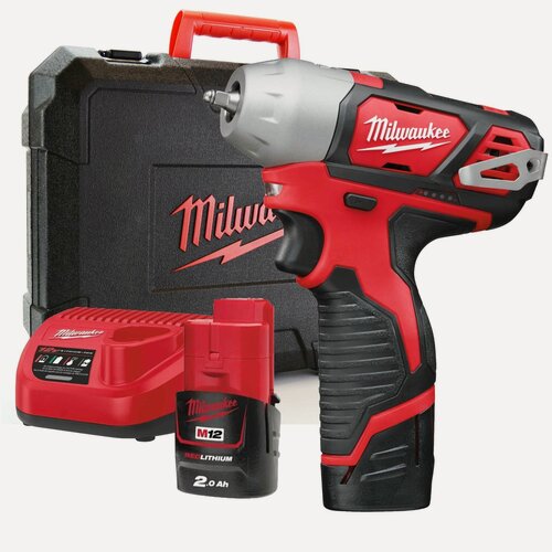 Изображение товара Аккумуляторный ударный гайковерт Milwaukee, 1/4" M12 BIW14-202C 4933443897, с АКБ 2 Ач и ЗУ, в кейсе