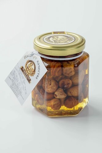 Изображение товара Мёд Башкирские пасеки с фундуком, кошерный, натуральный, 210 г