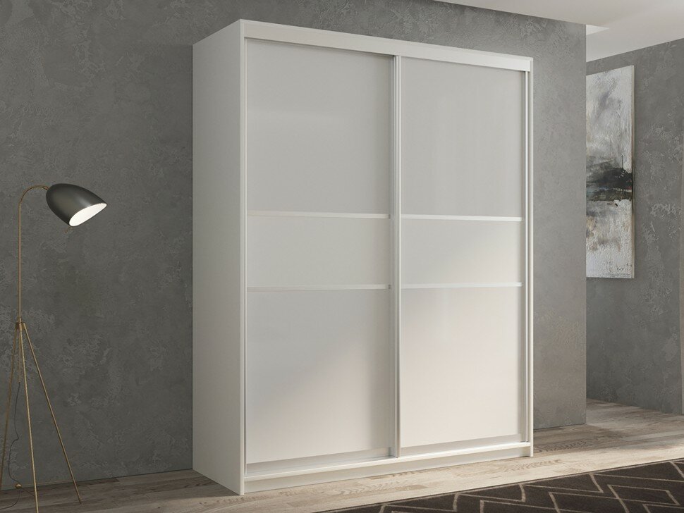 Шкаф купе для одежды Кастелло 2, Оракал белый, МФ-Купе, 100х60х240, платье/белье, цвет белый