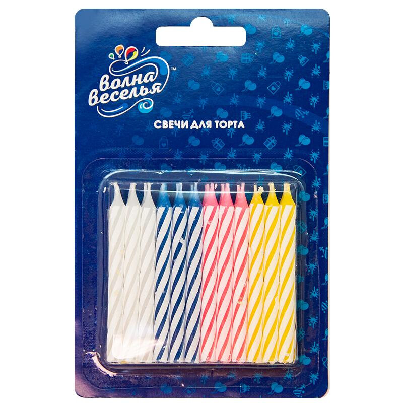 фото Свечи Полоски, Ассорти, 6 см, 24 шт.