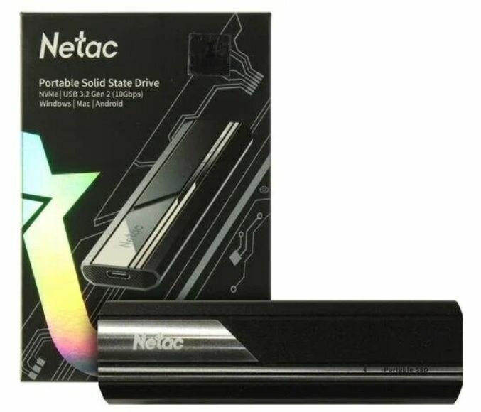 Ssd накопитель Netac ZX10 1TB USB 3.2 Gen 2 Type-C External SSD, R/W up to 1050/950MB/s, with USB C to A cable and 10Gbps USB C to C cable 5Y wty (NT01ZX10-001T-32BK) - фото №4