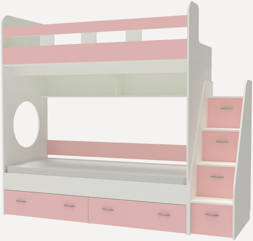 Изображение товара Двухъярусная кровать Юниор 1 80х190 Белый Розовый