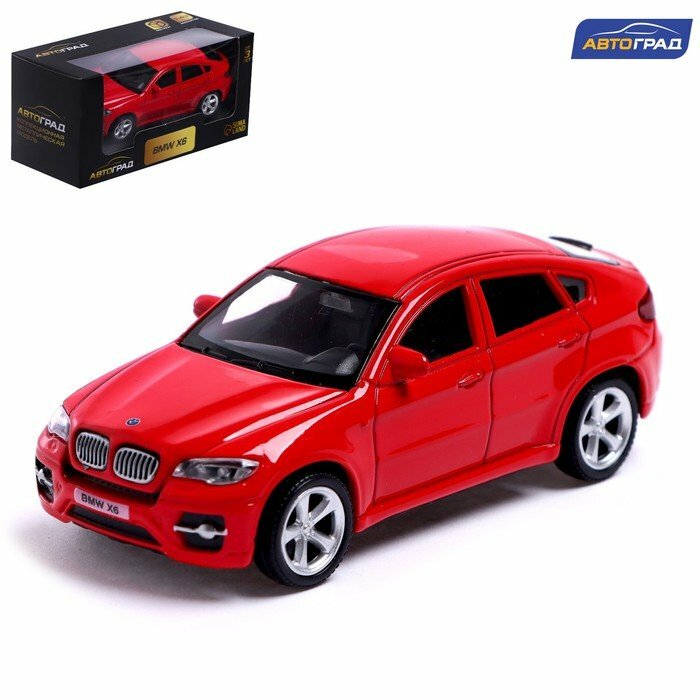 Машина металлическая BMW X6, 1:43, цвет красный (комплект из 4 шт)