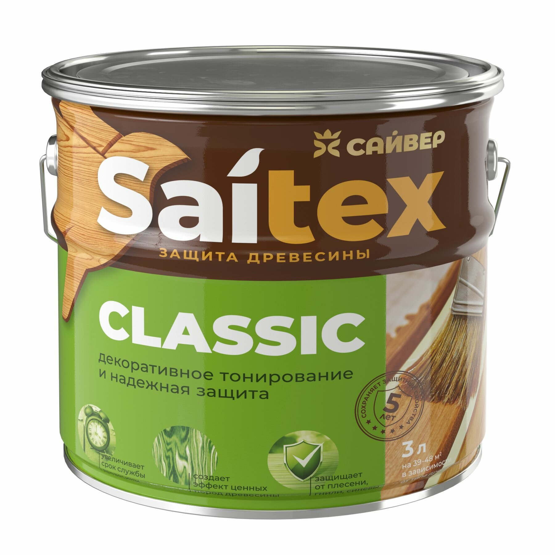Антисептик на основе растворителя Saitex Classic бесцветный 3л