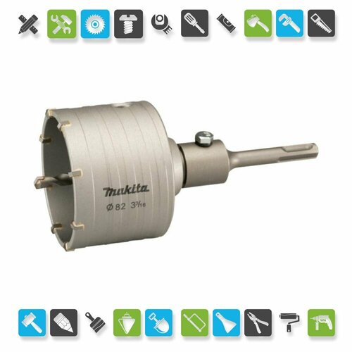 Коронка буровая SDS-plus MAKITA D-74027 в сборе 82х175 мм, m22 (центр. сверло, адаптер)