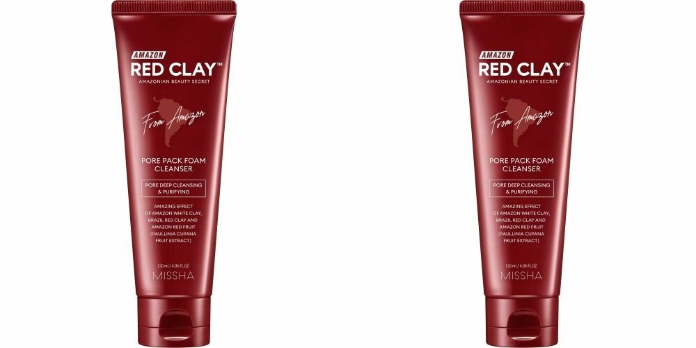 Missha Пенка для умывания и очищения пор Amazon Red Clay с амазонской красной глиной, 120 мл, 2 шт