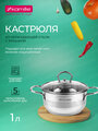 Кастрюля 1 л. из нержавеющей стали Kamille KM 5410 с крышкой (d14х7 см) (5410 / серебристый)