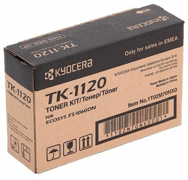 Картридж Kyocera TK-1120 (1T02M70NX0/1T02M70NX1) для принтеров Kyocera FS-1060DN/ 1025MFP/ 1125MFP black, 3000 страниц