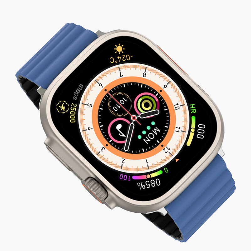 Наручные браслеты KEEPHONE, Силиконовая магнитная защелка Для iWatch 49/45/44/42 мм| 2-Цветные реверсивные-синий/черный — фото 3