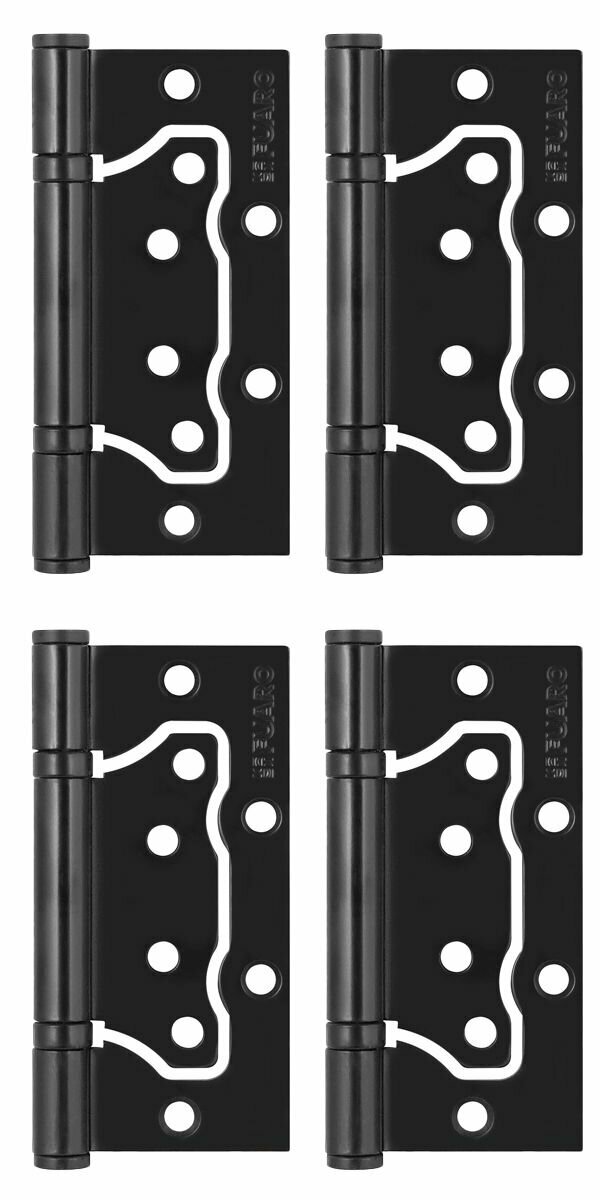Петля универсальная без врезки Fuaro (Фуаро) IN4500W-BL BL (500-2BB/BL 100x2,5), черный матовый, блистер (комплект 4 штуки)