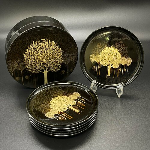 Набор из 6 подставок под стаканы (костеры в шкатулке), фирма 