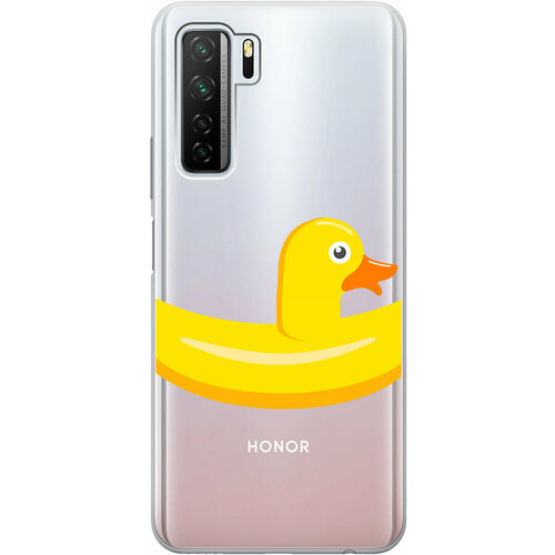 Силиконовый чехол на Honor 30S, Huawei Nova 7 SE, Хонор 30с с 3D принтом Duck Swim Ring прозрачный 3 in 1 чехол clear case huawei honor 30 s back film cover honor30s 30 pro ring honor30 5g ultra thin cases honor 30pro 30s