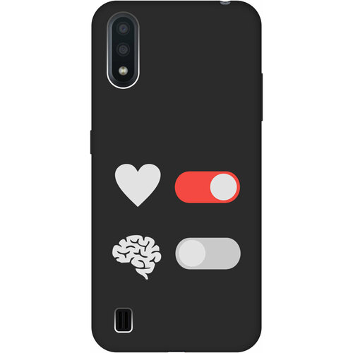 Матовый Soft Touch силиконовый чехол на Samsung Galaxy A01, Самсунг А01 с 3D принтом Brain Off W черный матовый soft touch силиконовый чехол на samsung galaxy a01 самсунг а01 с 3d принтом brain plus heart w черный