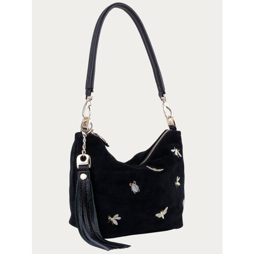 фото Сумка хобо curanni, фактура бархатистая, черный