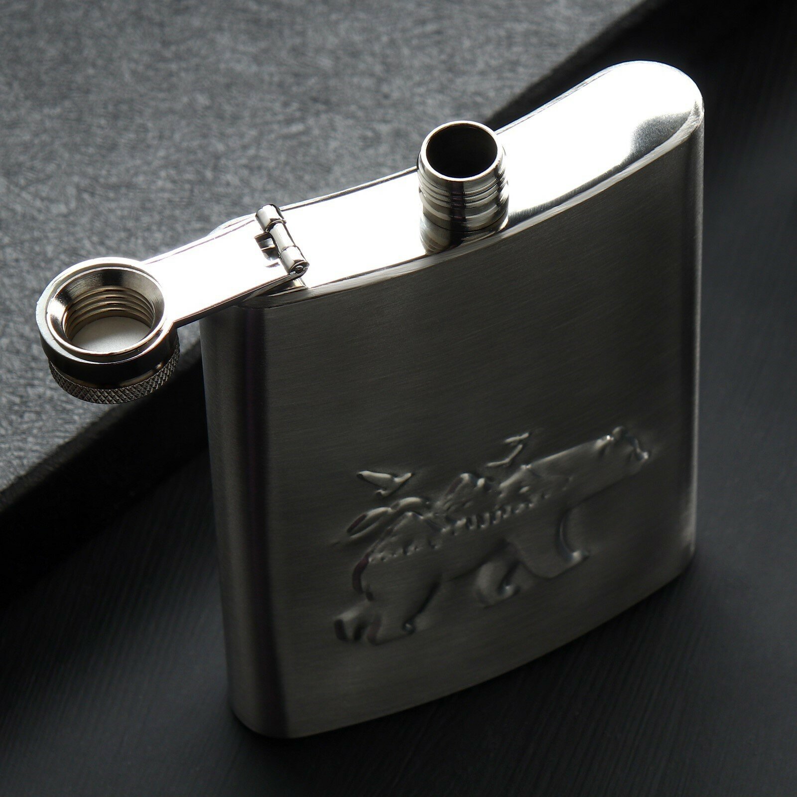 Фляжка "Медведь", 240 мл, нержавеющая сталь, серебристый, на подарок — фото 1