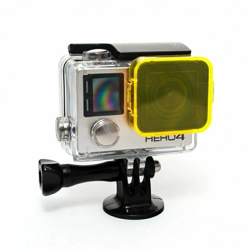 Подводный жёлтый фильтр на аквабокс экшен камеры GoPro HERO3+, HERO4