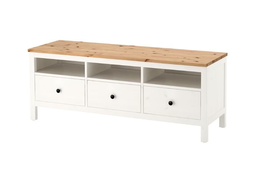 Тумба под ТВ Хемнэс Hemnes/ Кымор, белый/светло-коричневый, 183х47см