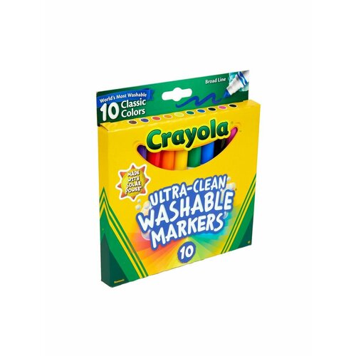 Crayola Ultra Clean - смывающиеся фломастеры, толстые принадлежности для рисования crayola набор светящихся печатей color wonder