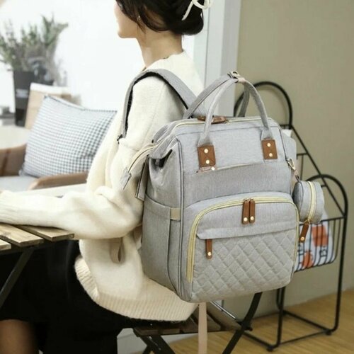 Многофункциональный дорожный рюкзак органайзер для мамы светло-серый 1799₽