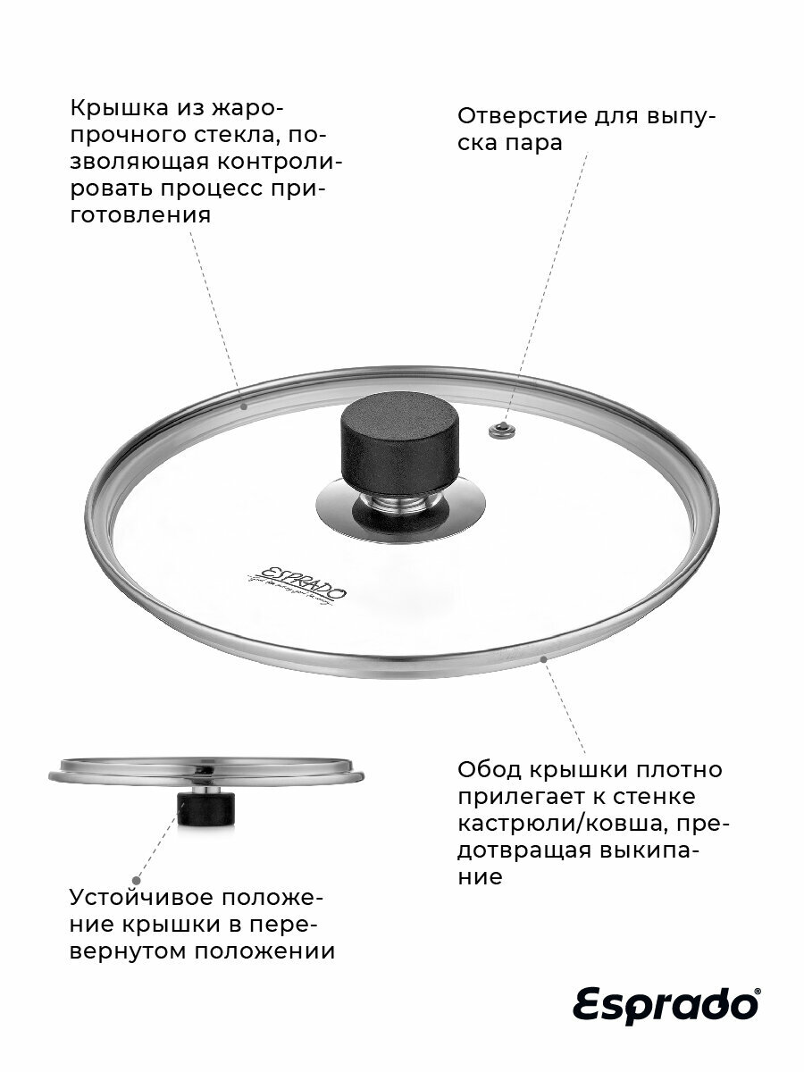 Кастрюля, кастрюля нержавеющая сталь, кастрюля 2,4 л, кастрюля c крышкой, El Rey Esprado, кастрюли, нержавеющая посуда, кастрюля для индукционных плит