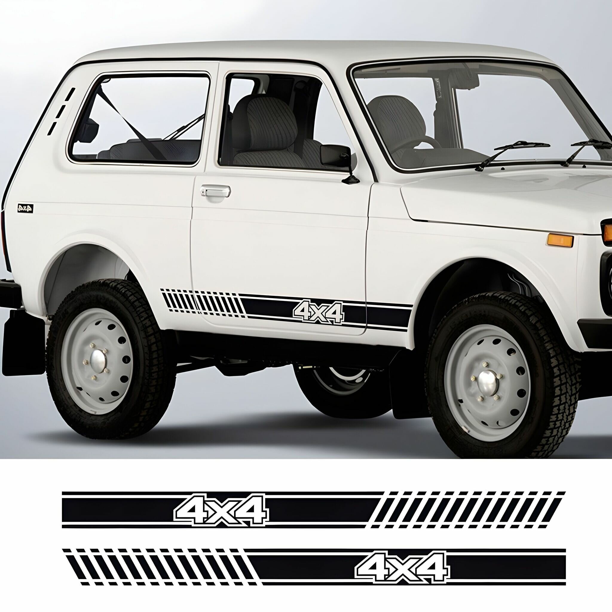 Наклейка для LADA NIVA 4X4 (боковые полосы, 2 шт) черный