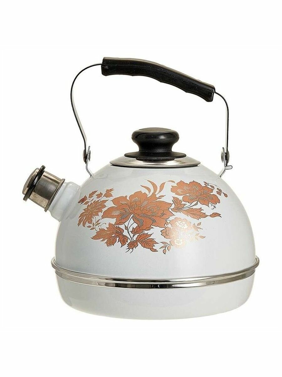 фото Чайник 3,5 л.(подвиж. ручка) - белый/олимпия (декор- нерж. сталь) ТМ04/35/03/15 (г. Ростов)