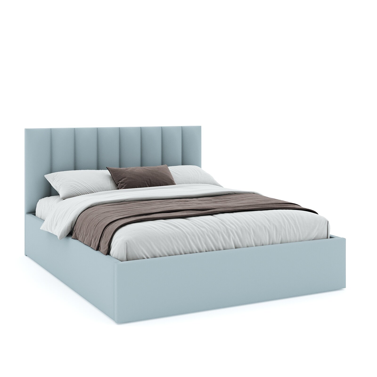 Кровать Лео Вертикаль 140 в голубом велюре М16