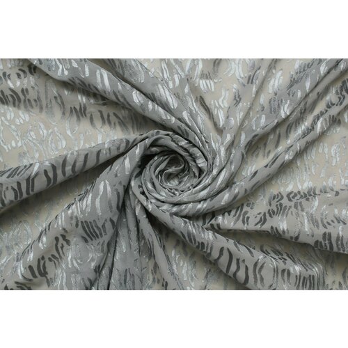 Ткань Атлас-деворе серый с рисунком штрихов, ш136см, 0,5 м
