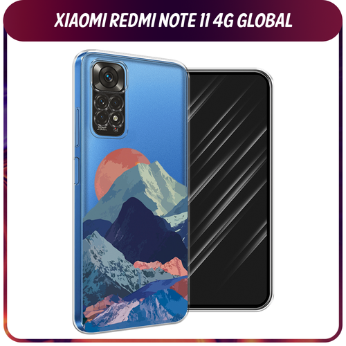 Силиконовый чехол на Xiaomi Redmi Note 11 4G Global/Redmi Note 11S / Редми Ноут 11 Global/11S Закат в снежных горах, прозрачный силиконовый чехол на xiaomi redmi note 11 4g global redmi note 11s редми ноут 11 global 11s кот меломан прозрачный