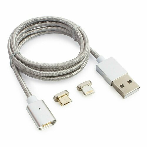 Кабель магнитный USB 2.0 Cablexpert CC-USB2-AMLM3-1M, AM/microBM 5P - iPhone lightning, комбо кабель набор из 3 штук кабель usb 2 0 cablexpert cc musb2 ambm 1mw am microbm 5p 1 м белый