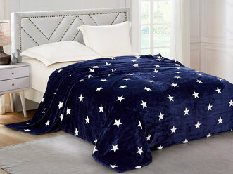 Плед 150х200 полуторный с звездами Cleo California, покрывало на кровать и диван, пушистый с рисунком, велсофт