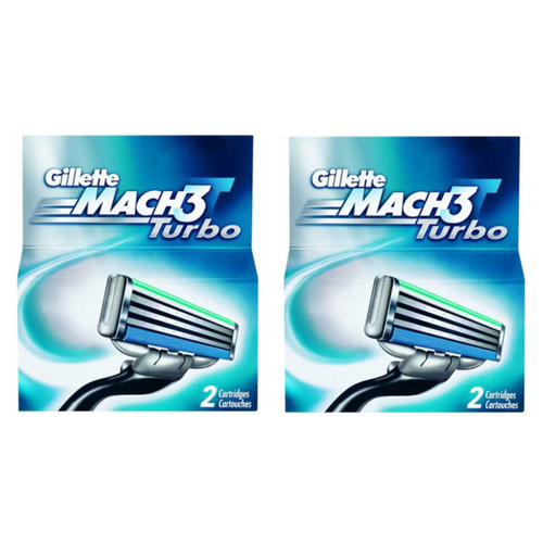 Cменные кассеты Gillette Mach3 TURBO для мужской бритвы, 2 шт, 2 уп.