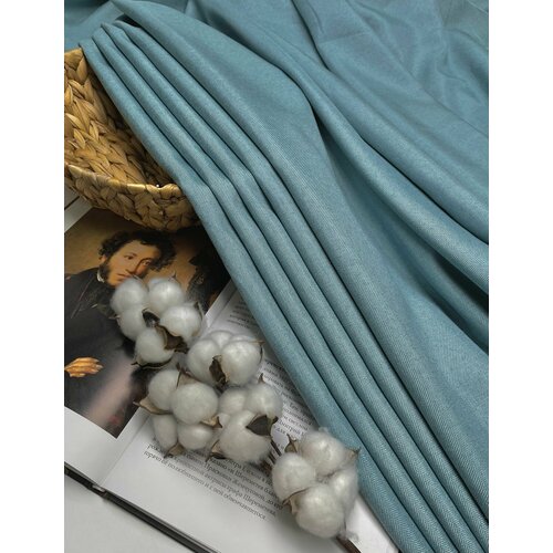 Ткань портьерная однотонная Мискет Голубой для штор, декоративных подушек / 1.5 п. м. / ширина 280 см