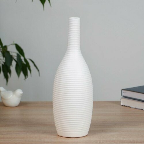 Ваза керамика настольная Велдон полосы горизонталь 30 см белый 2229₽