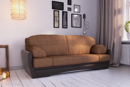 Изображение товара Диван DiHall "Монро", раскладной, велюр/экокожа, механизм "еврокнижка", 2 места