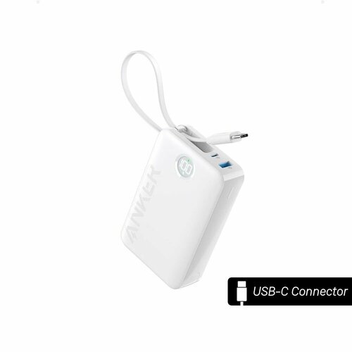 Внешний аккумулятор Anker 335 Power Bank Built-in USB-C Cable 20000mAh 225W - White 7090₽